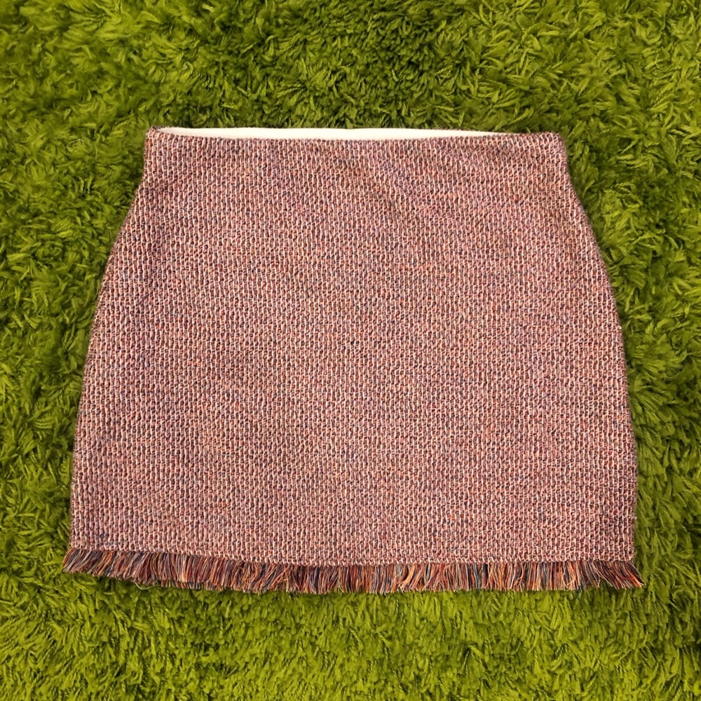 Zara stretch tweed mini skirt with fringe